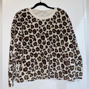 Aerie Fleece Leopard Print Pajama Top